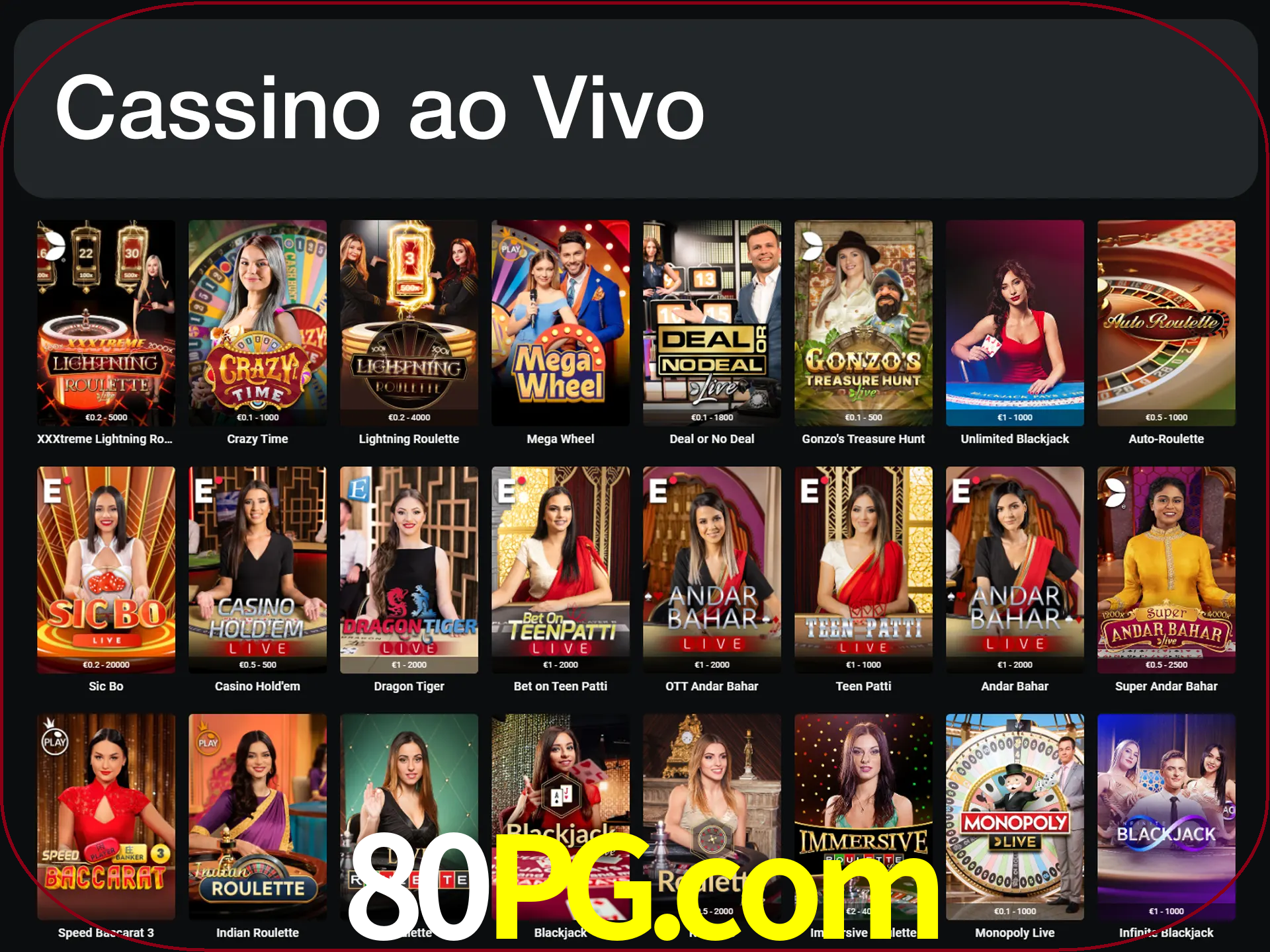 Jogue jogos de cassino com um verdadeiro dealer.
